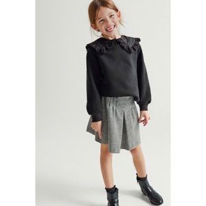 Zara black eyelet hem collar sweatshirt EUC 7Y